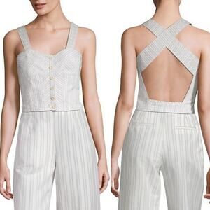 NEW Rebecca Taylor Sleeveless Striped Corset Top